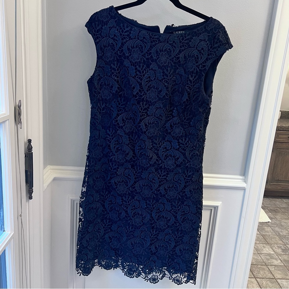Ralph Lauren Elegant Navy Lace Dress - Picture 3 of 5